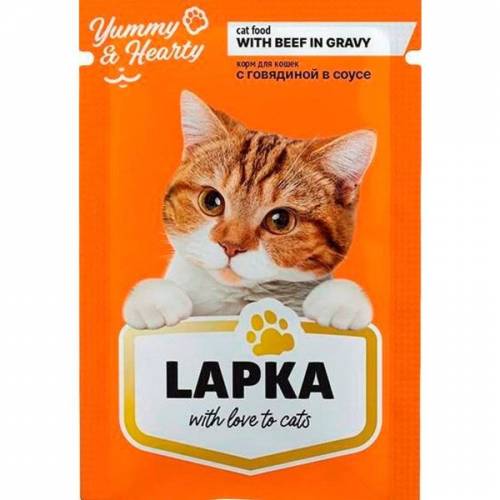 Лапка влажный корм для кошек говядина в соусе 85г