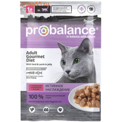 Влажный корм Probalance Gourmet Diet с телятиной и ягнёнком 85г
