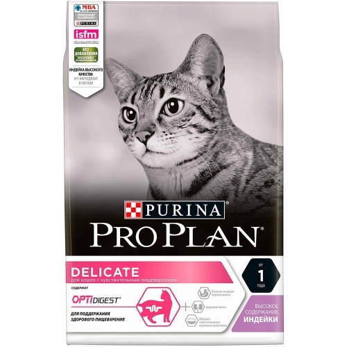 Корм для кошек Purina Pro Plan Delicate с комплексом Optidigest с чувствительным пищеварением и привередливых к еде, с индейкой