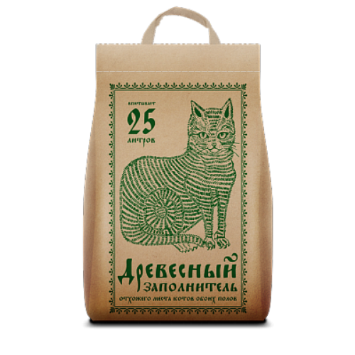 Наполнитель для туалета кошек No Name древесный, крафт пакет 25л