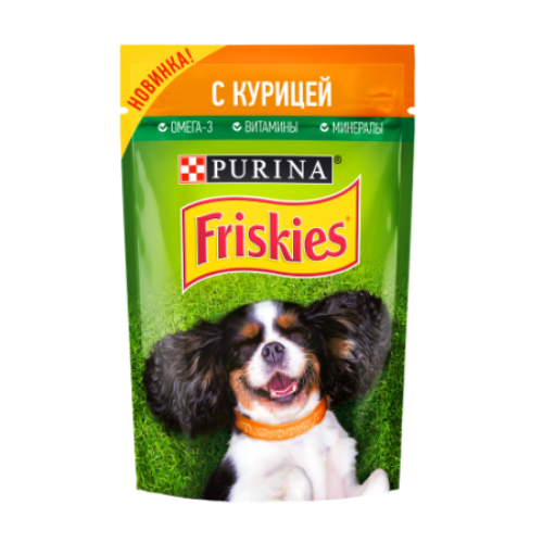 Friskies корм консервированный для взрослых собак, с курицей в подливе