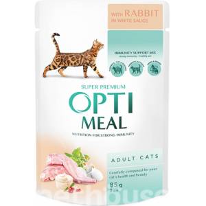 Optimeal Кусочки с кроликом в белом соусе для кошек 85г