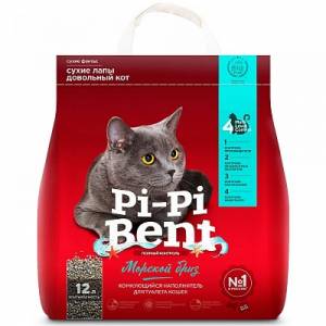 Наполнитель для кошачьего туалета Pi-Pi Bent Морской Бриз комкующийся, крафт пакет