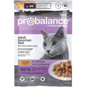 Влажный корм Probalance Gourmet Diet с телятиной и кроликом 85г