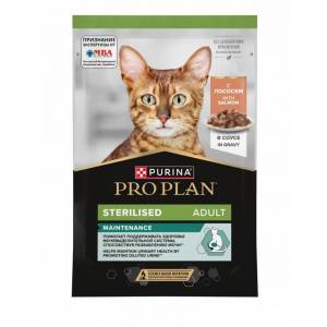 Влажный корм для взрослых стерилизованных кошек PRO PLAN Sterilised MAINTENANCE, с лососем в соусе 85г