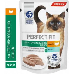 Perfect Fit влажный корм для стерилизованных кошек индейка паштет 75г