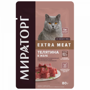 Мираторг влажный корм для кошек с чувствительным пищеварением с телятиной в желе 80г